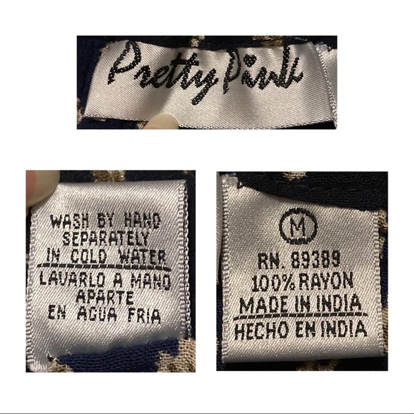 👛 Crinkle maxi skirt,navy/rust print by PrettyPink. Full front buttons.32”waist - Picture 6 of 7